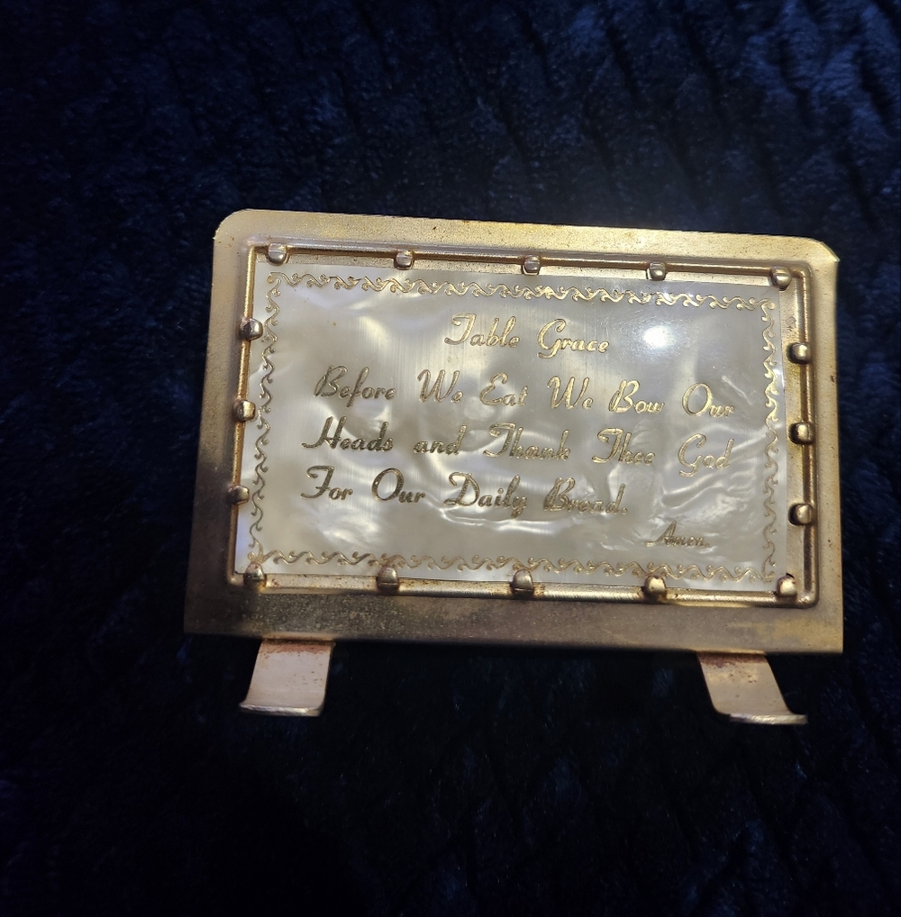 Vintage Gold and Cream Table Grace Napkin Holder